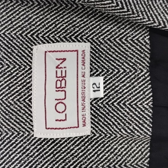 Louben Vintage Long Blazer Jacket Size 12 Black And White - Picture 7 of 11